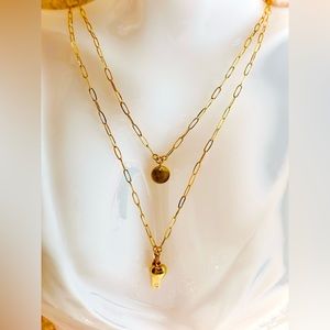 Layered Necklace in Paperclip Chain.  💛 Real 18 Karat Solid Gold Jewelry